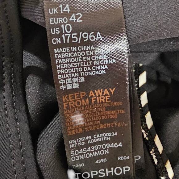 Topshop One Piece Swimsuit Black Stripe Multi Size 10 - Picture 3 of 4